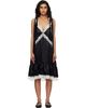Marc Jacobs Marc Jacobs Black Satin Lace Slip Midi Dress - 1