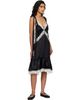 Marc Jacobs Marc Jacobs Black Satin Lace Slip Midi Dress - 4