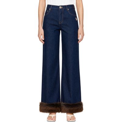 Marc Jacobs Marc Jacobs Blue Faux Fur Cropped Jeans