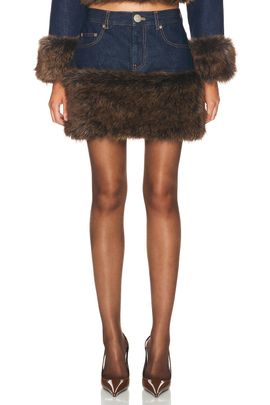 Marc Jacobs Marc Jacobs Faux Fur Denim Mini Skirt