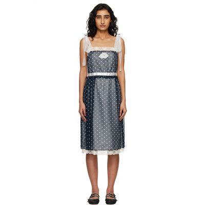 Marc Jacobs Marc Jacobs Navy Ribbon Strap Chiffon Midi Dress