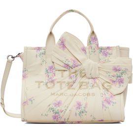Marc Jacobs Marc Jacobs Off-White Antique Floral Canvas Oversized Bow Medium Tote