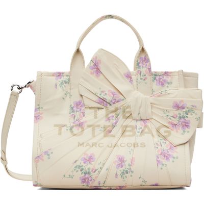 Marc Jacobs Marc Jacobs Off-White Antique Floral Canvas Oversized Bow Medium Tote