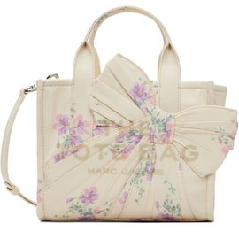 Marc Jacobs Marc Jacobs Off-White Antique Floral Canvas Oversized Bow Small Tote