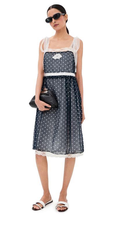 Marc Jacobs Marc Jacobs Ribbon Strap Chiffon Dress Navy Multi
