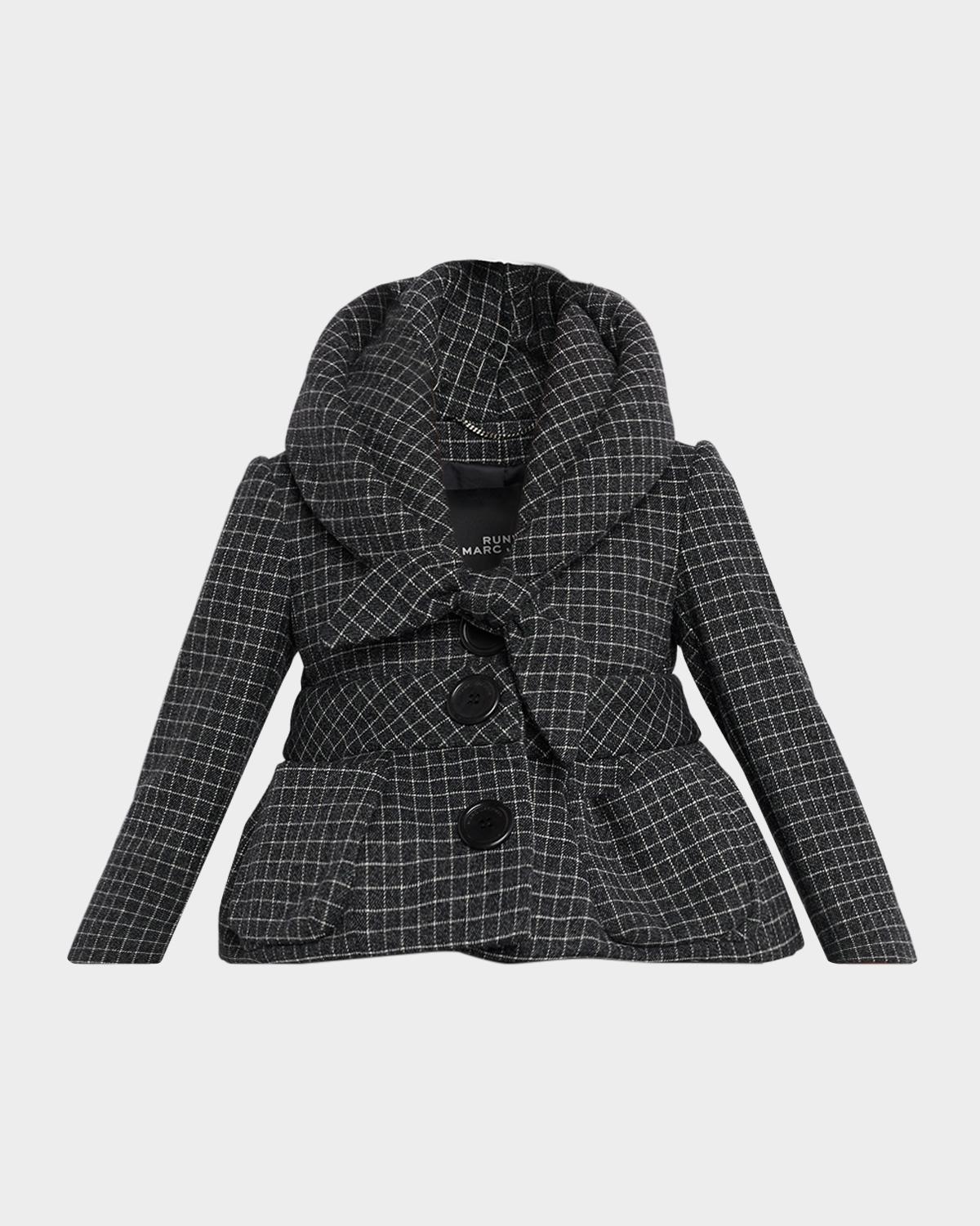 Marc Jacobs Runway Check Wool Padded Crop Hooded Jacket