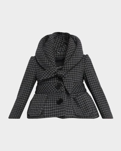 Marc Jacobs Runway Check Wool Padded Crop Hooded Jacket