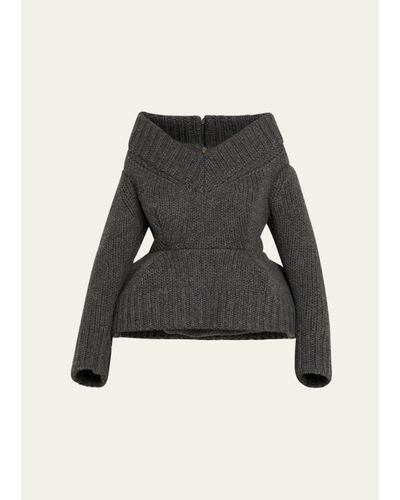 Marc Jacobs Runway Padded V-Neck Peplum Sweater