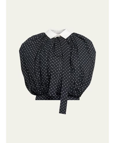 Marc Jacobs Runway Polka-Dot Cotton Poplin Collared Bubble Top