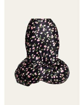 Marc Jacobs Runway Rose Print Satin Bubble Hem Skirt