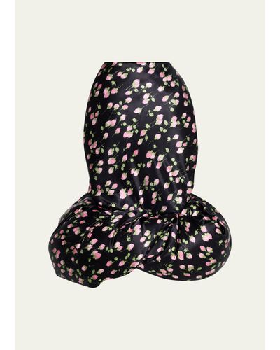 Marc Jacobs Runway Rose Print Satin Bubble Hem Skirt