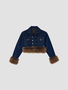 Marc Jacobs Women's Faux-Fur-Trim Shrunken Trucker Jacket