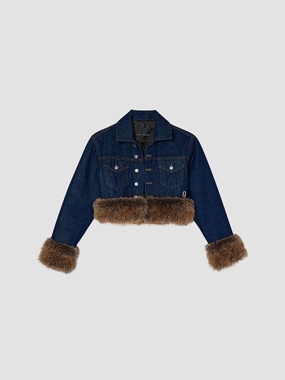 Marc Jacobs Women's Faux-Fur-Trim Shrunken Trucker Jacket