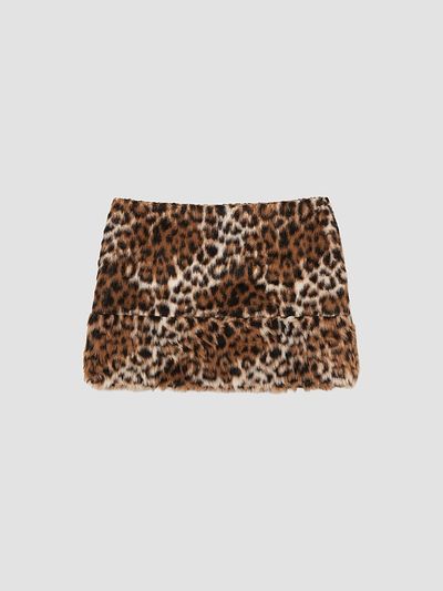 Marc Jacobs Women's Faux Fur Leopard Mini Skirt