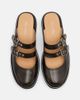 MARC NOLAN MARC NOLAN Lexi Leather Double-Buckle Lug Mules - 5