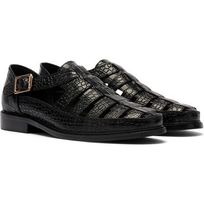 MARC NOLAN MARC NOLAN Mariner Croc Embossed Leather Fisherman Sandal