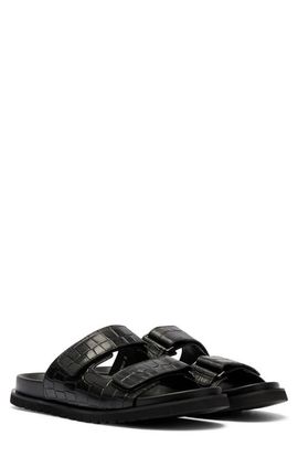 MARC NOLAN MARC NOLAN Monaco Croc Embossed Leather Slide Sandal