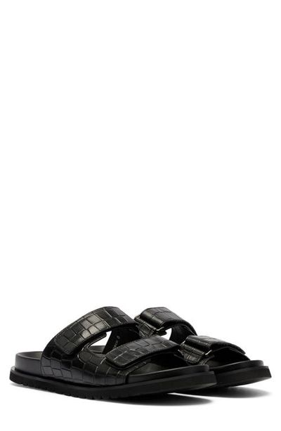 MARC NOLAN MARC NOLAN Monaco Croc Embossed Leather Slide Sandal