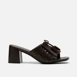 MARC NOLAN MARC NOLAN Sienna Calf Leather Tassel Block Heel Mules