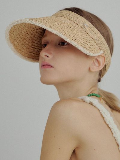 Marchen Fringe Raffia Sun Visor