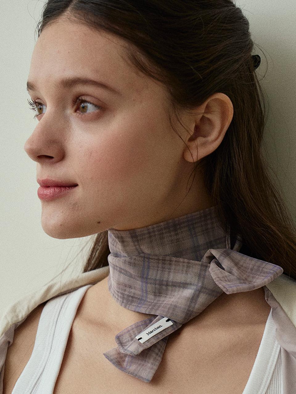 Marchen Vintage Check Long Scarf