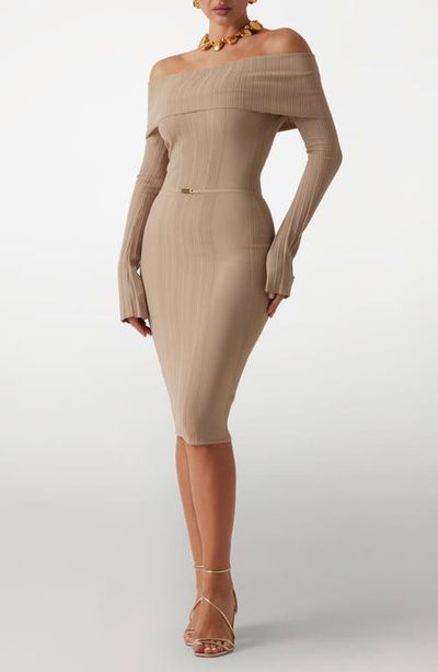 Marciano Marciano Giada Off the Shoulder Rib Body-Con Dress