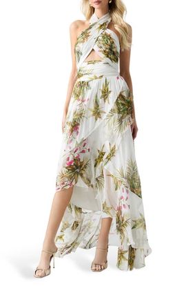 Marciano Marciano Hassana Floral Print Halter Maxi Dress