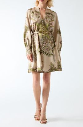 Marciano Marciano Khlifia Long Sleeve Belted Fit & Flare Minidress