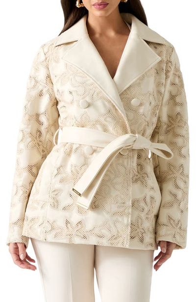 Marciano Marciano Ramona Lace Faux Leather Short Trench Coat