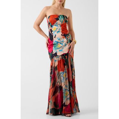 Marciano Marciano Roma Print Strapless Gown