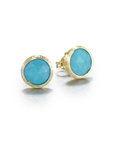 Marco Bicego Jaipur Resort Turquoise & 18K Yellow Gold Stud Earrings