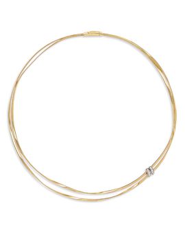 Marco Bicego Marco Bicego 18K White & Yellow Gold Marrakech Diamond Double Strand Collar Necklace, 0.086 tcw