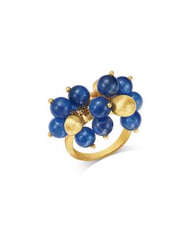 Marco Bicego Marco Bicego 18K Yellow Gold Africa Kyanite & Textured Bead Cluster Statement Ring