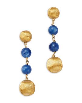 Marco Bicego Marco Bicego 18K Yellow Gold Africa Kyanite & Textured Bead Linear Drop Earrings