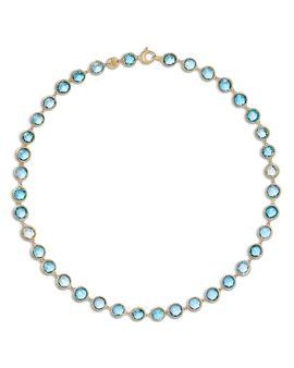 Marco Bicego Marco Bicego 18K Yellow Gold Blue Topaz Bezel Link Collar Necklace, 15.5
