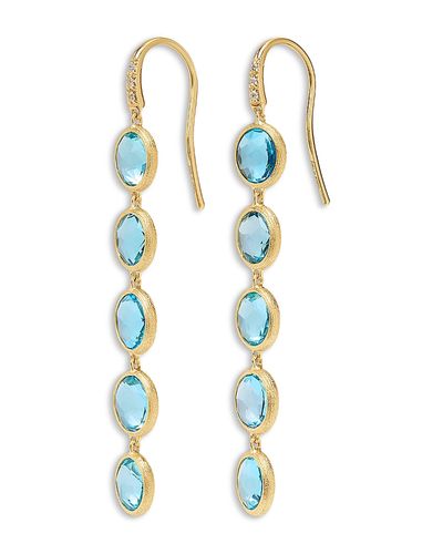 Marco Bicego Marco Bicego 18K Yellow Gold Jaipur Color Blue Topaz & Diamond Dangle Drop Earrings