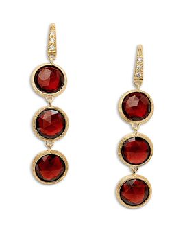 Marco Bicego Marco Bicego 18K Yellow Gold Jaipur Color Garnet & Diamond Drop Earrings