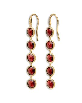 Marco Bicego Marco Bicego 18K Yellow Gold Jaipur Color Garnet & Diamond Linear Drop Earrings