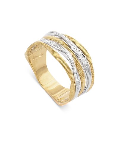 Marco Bicego Marco Bicego 18K Yellow Gold Marrakech Onde Diamond Multirow Ring