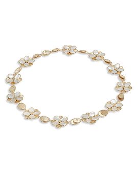 Marco Bicego Marco Bicego 18K Yellow Gold Petali Mother of Pearl & Diamond Flower Link Statement Necklace, 17.75