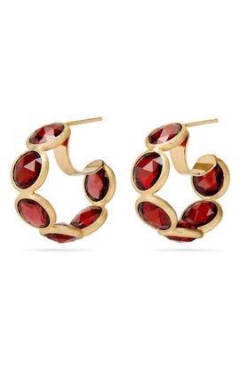 Marco Bicego Marco Bicego Jaipur Color 18k Gold Garnet Hoop Earrings 