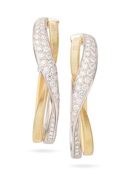Marco Bicego Women's Marrakech 18K Yellow & White Gold & 0.75 TCW Diamond Twisted Hoop Earrings