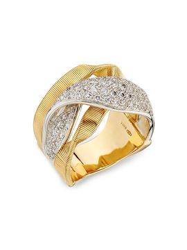 Marco Bicego Women's Marrakech 18K Yellow & White Gold & 0.88 TCW Diamond Wide Ring