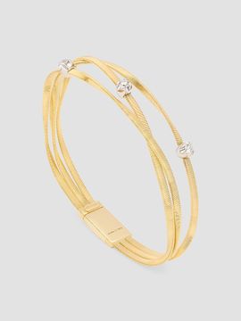 Marco Bicego Women's Marrakech 18K Yellow Gold Three Srand Coil Bracelet with Diamond Stations