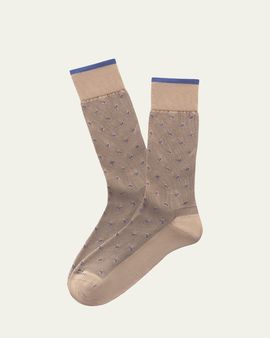 Marcoliani Men's Modal-Blend Paisley Crew Socks