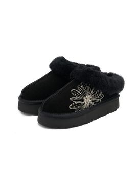 MARDI MERCREDI LESPOMPES CLASSIQUE FUR MULE_BLACK