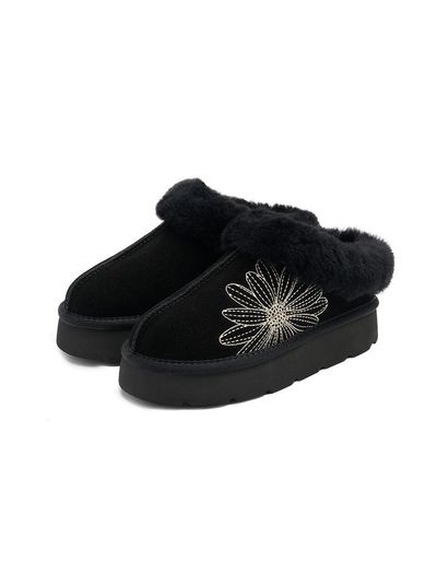 MARDI MERCREDI LESPOMPES CLASSIQUE FUR MULE_BLACK
