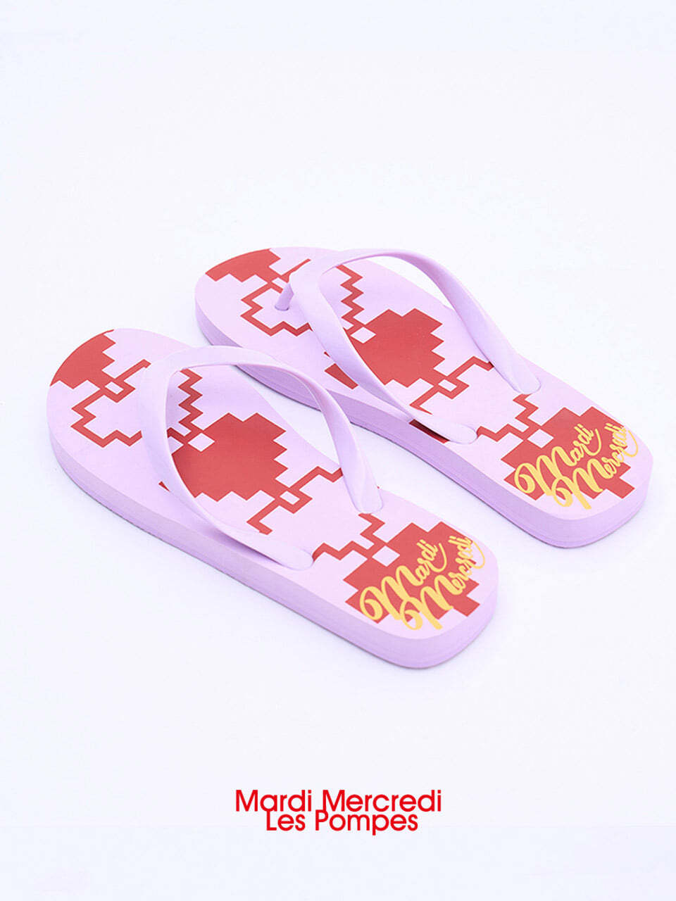 MARDI MERCREDI LESPOMPES Heart Flip Flops_Pink