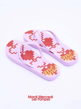 MARDI MERCREDI LESPOMPES Heart Flip Flops_Pink