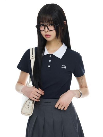 mardmard Holiday Pique Crop T-shirt [Navy]